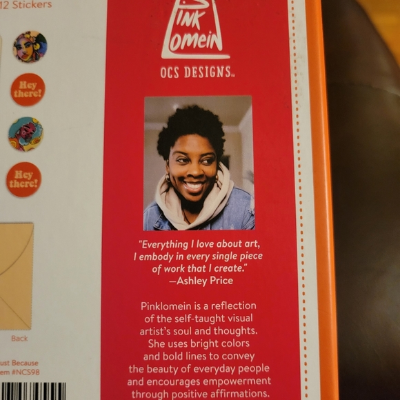 Pink Lomein "Just Because" Note Cards Stickers Set of 12 - Picture 5 of 5